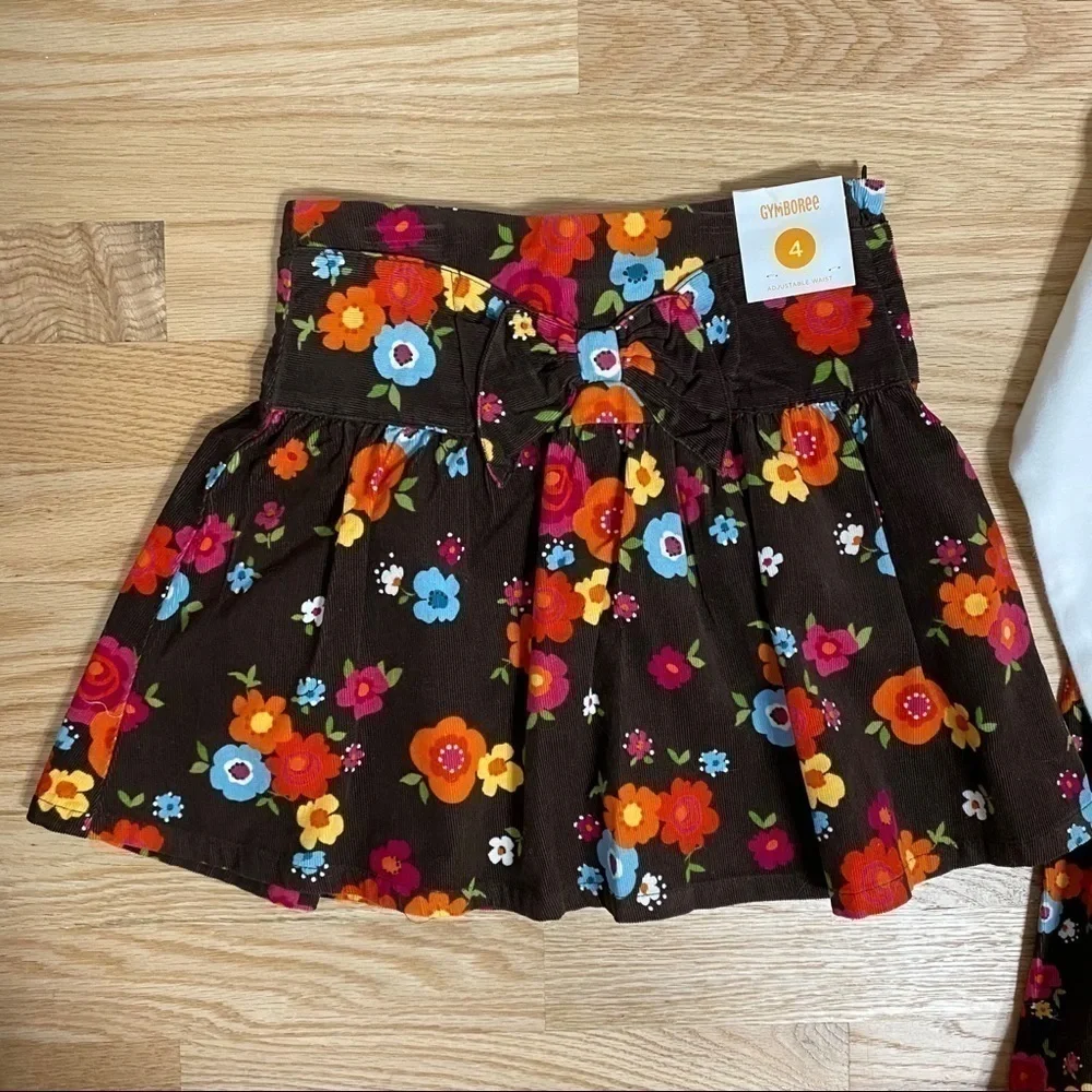 Gymboree Outfit Bundle Brown Floral Sz 4 Girls